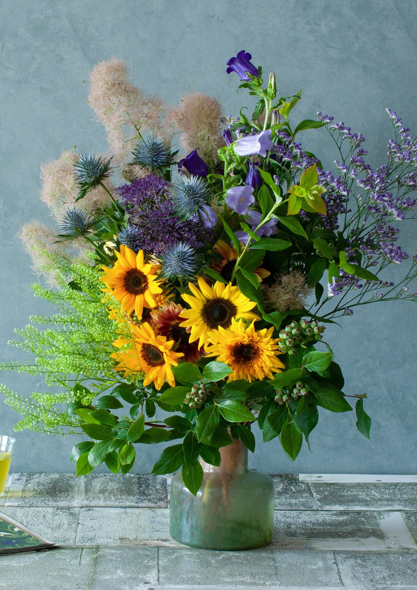 夏のギフトに・そのまま飾れるひまわりの花束アレンジメント／光触媒加工済 お中元 egift_summer_bouquet_001_001_d