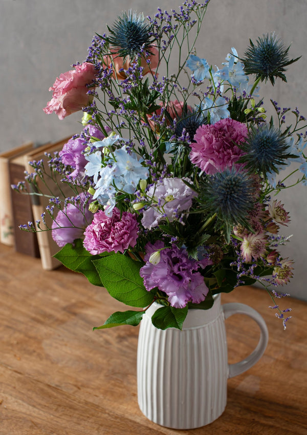 【花束】爽やかクール ナチュラルブルー&パープル の おしゃれな花束 Lサイズ【おしゃれなブーケ】拡大