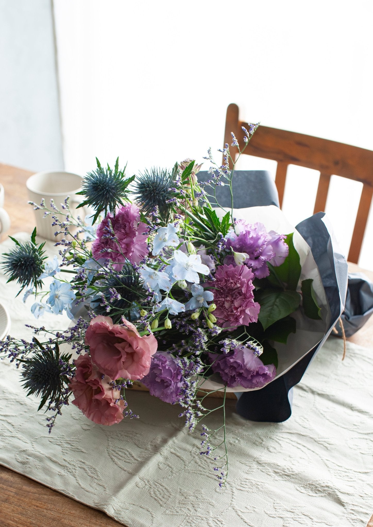【花束】爽やかクール ナチュラルブルー&パープル の おしゃれな花束 Lサイズ【おしゃれなブーケ】