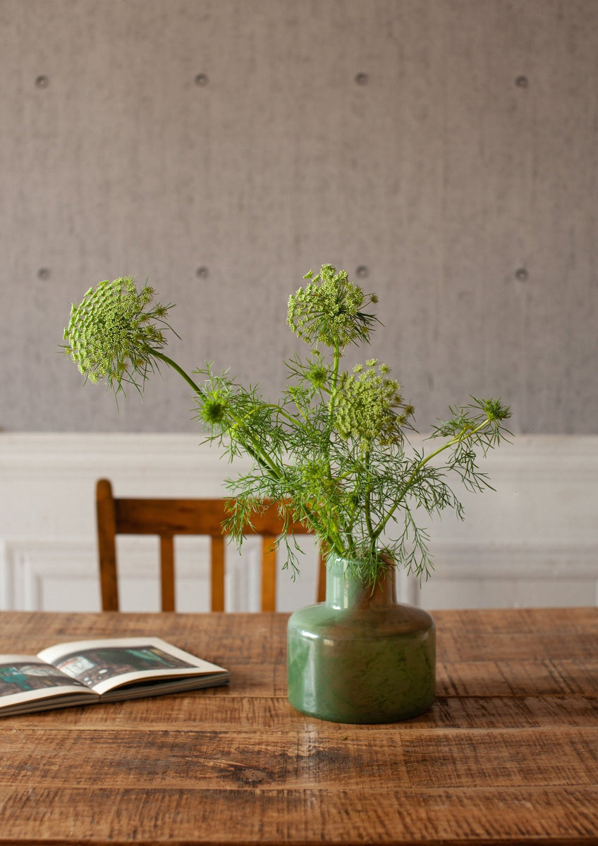 フラワーベース】ハンドメイドガラス ＜ネイチャーグリーン