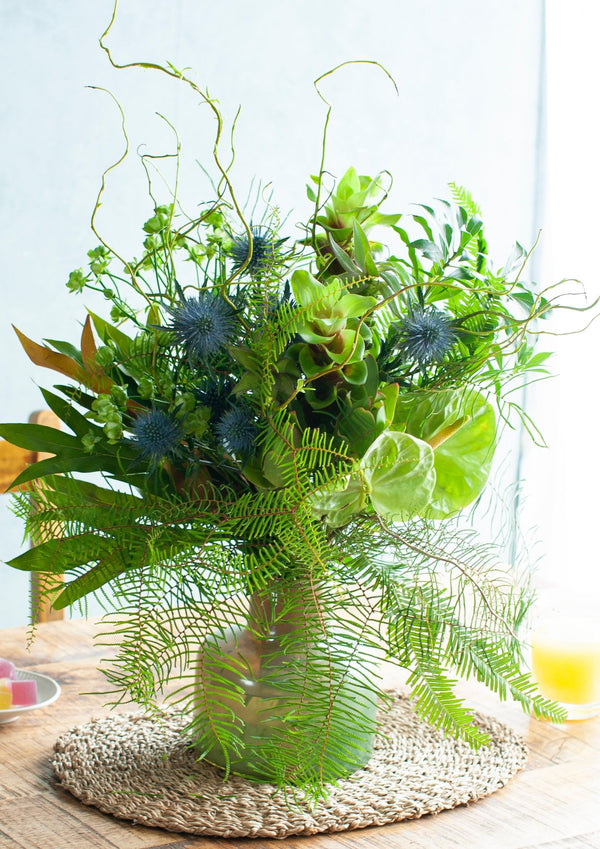 【お中元】季節の花束「ヴェールグリーン」 <グリーン&ブルー > サマーギフト2024 【おしゃれな夏の花束】