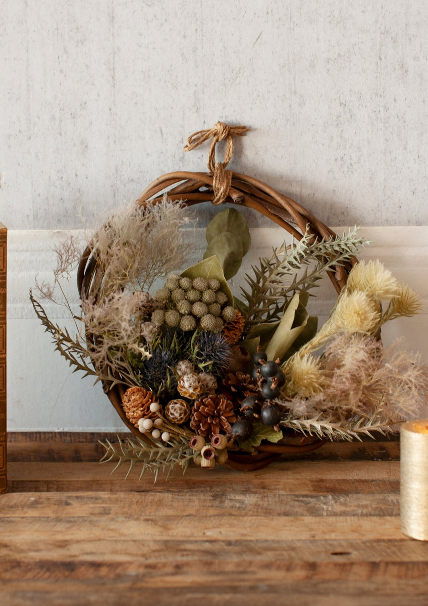 クリスマスドライリース「bluege cone」 M 直径25cm 【Xmas2022