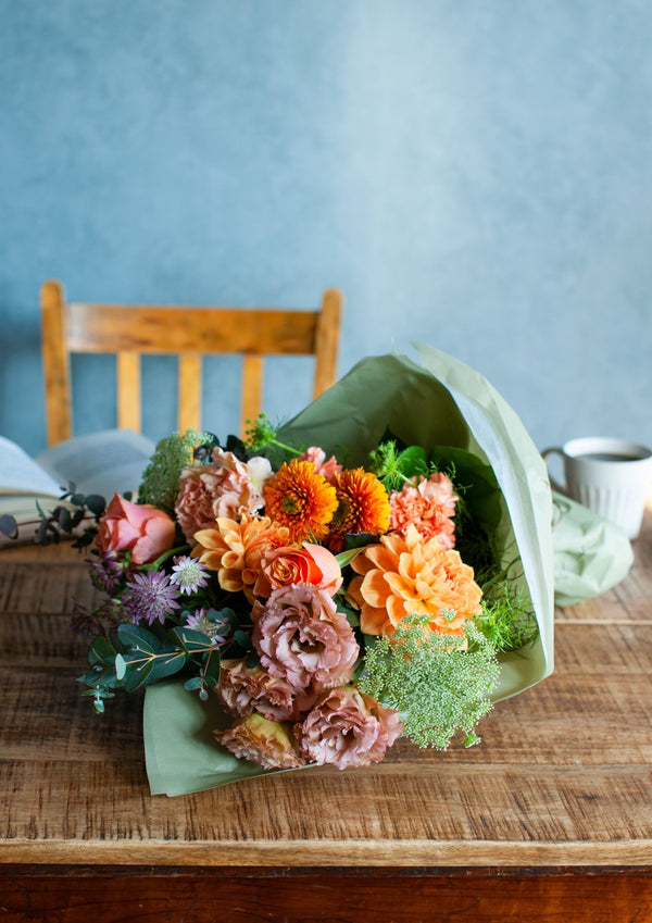 【花束】お祝いにおすすめの花束LLサイズオレンジ系「grâce orange」