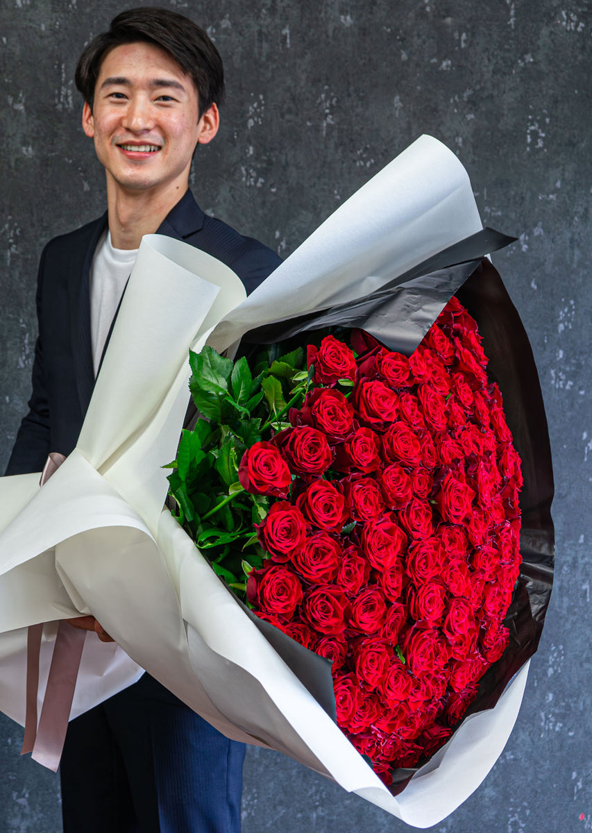 アニバーサリー＊赤とピンクの花束＊100本　ラッピング込　プロポーズ・誕生日・祝 バラ 100本 プロポーズ 薔薇 花束 花 誕生日 永遠 告白 結婚式