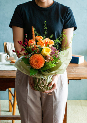 敬老の日 フラワーギフト「daidai」｜花瓶がいらない、おしゃれな秋色のそのまま飾れる花束（ブーケ）