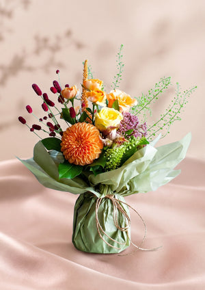 敬老の日 フラワーギフト「daidai」｜花瓶がいらない、おしゃれな秋色のそのまま飾れる花束（ブーケ） - &YOUKAEN (アンドユーカエン)