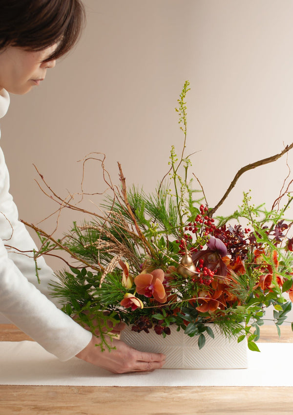 おめでたい新年の卓上アレンジメント Lサイズ「福 - fuku - 」【2026年 迎春ギフト】 - &YOUKAEN (アンドユーカエン)