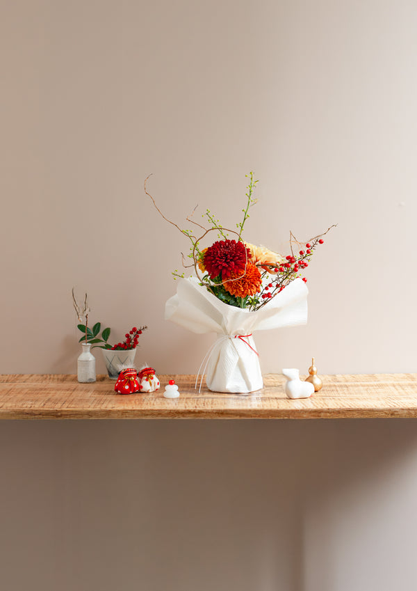 おめでたい新年のその場で飾れる花束 「満 - michi - 」【2026年 迎春ギフト】 - &YOUKAEN (アンドユーカエン)