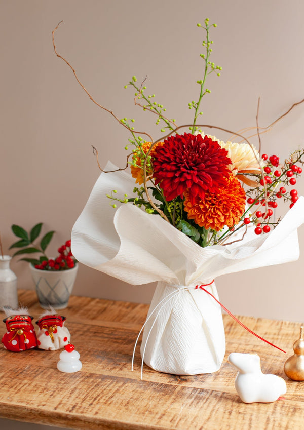 おめでたい新年のその場で飾れる花束 「満 - michi - 」【2026年 迎春ギフト】 - &YOUKAEN (アンドユーカエン)