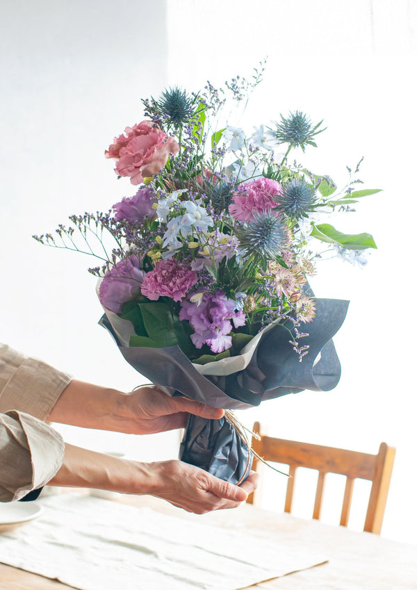 【花束】爽やかクール ナチュラルブルー&パープル の おしゃれな花束 Lサイズ【おしゃれなブーケ】