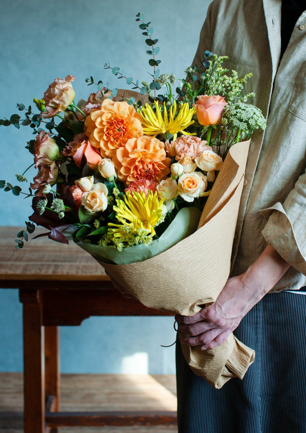 【花束】お祝いにおすすめの花束 GRサイズ オレンジ系「classe orange」