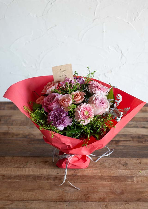 【おしゃれな花束】バラとガーベラの花束・ブーケ ピンク【プレゼント】
