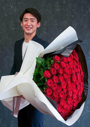 【プロポーズ用花束】赤バラ100本の花束 ※都内配送限定