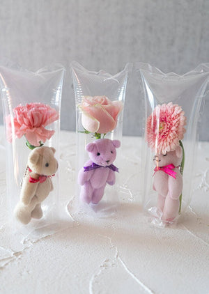 お花のぱっくま トリプルセット お花と小さなテディベアの可愛いフラワーギフト【3本セット】