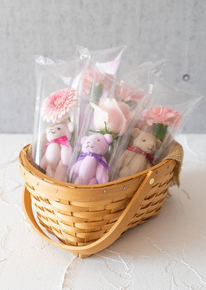 お花のぱっくま　5本セット お花と小さなテディベアの可愛いフラワーギフト【5本セット】