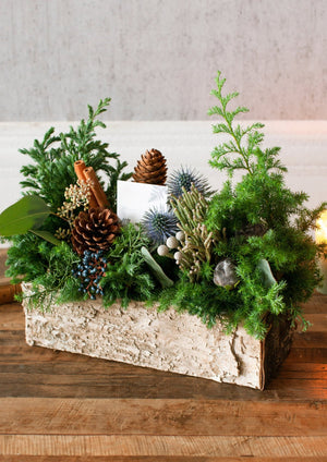 おしゃれなクリスマスアレンジメントL 「birch square」 幅30cm × 高さ30cm 【クリスマスギフト2023】